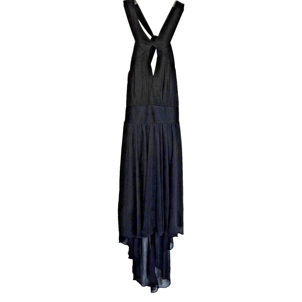 B Smart Y2K Inspired Halter Hi Low Dress Womens 3/4 Flowy A Line Party
